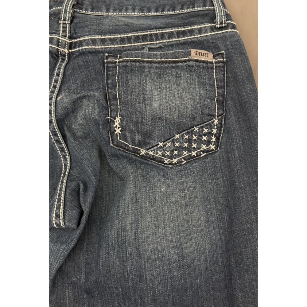Cruel Denim Rhyon Dark Jeans Womens Sz 30/9R Mid-Rise Straight Leg Patched Style - Picture 11 of 13